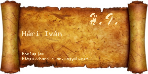 Hári Iván névjegykártya